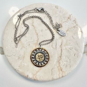 Frederic Duclos Sterling And Gold Plated Gold Disc Pendant Necklace